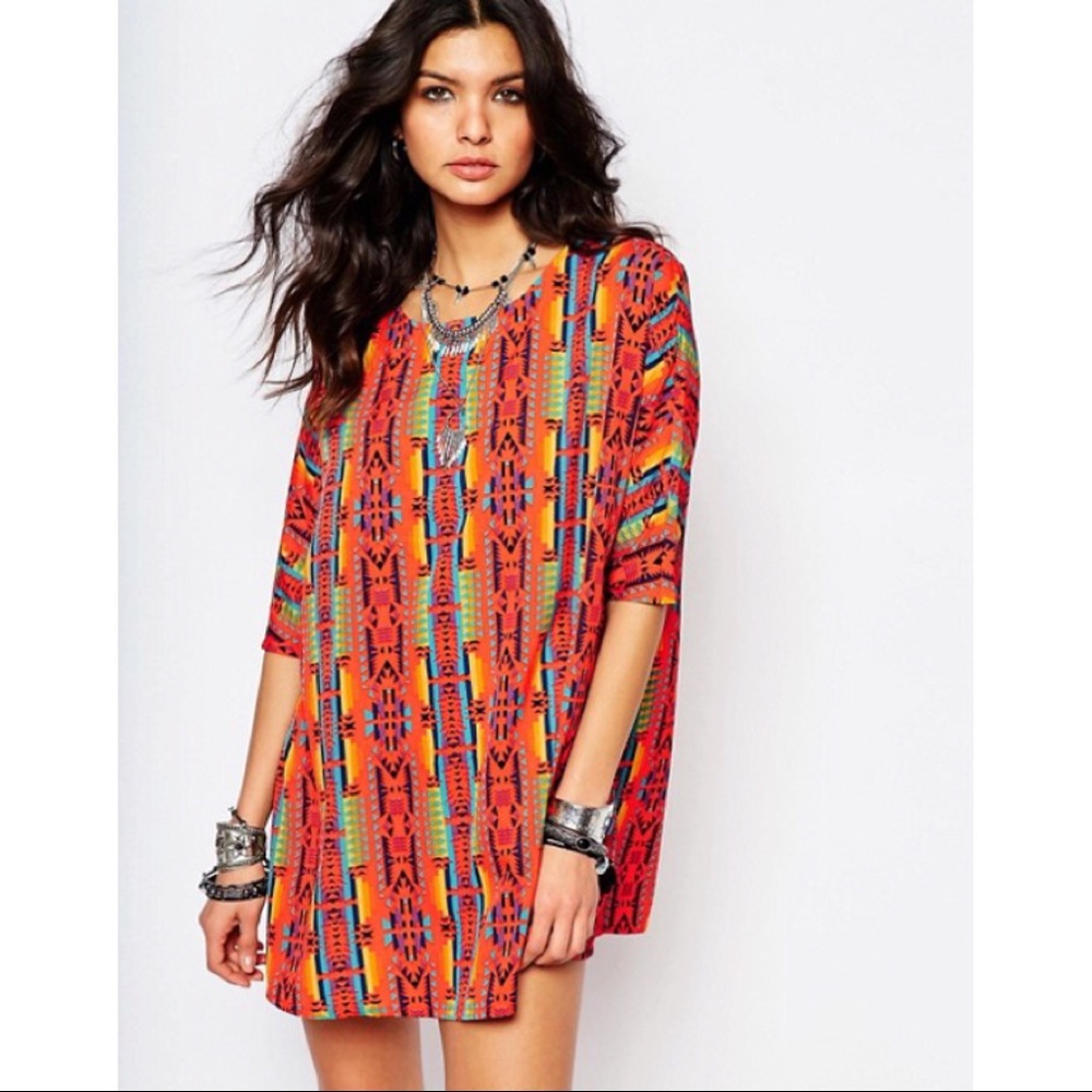 Festival Print Tunic Dress by Noisy May